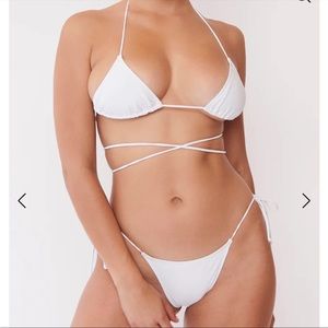Tropic of C white bikini set, NWT. Triangle tie top, tie bottom. Size XS